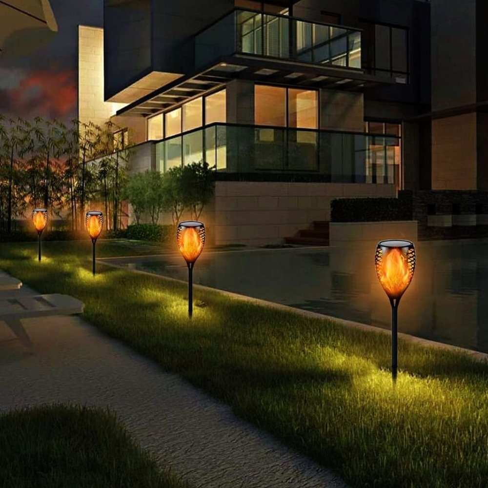 4-Pack Solar Flame Torch (Super Large Size) Solar Torches with Flickering Flame - Picture 6 of 7